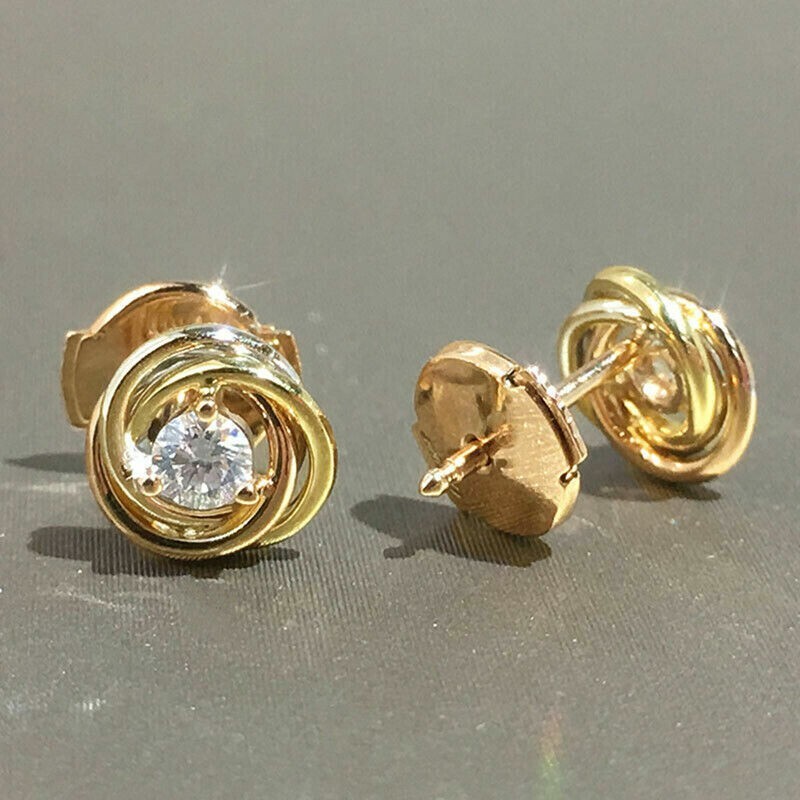 0.45 Ct Simulated Round Cut Diamond Woman’s Stud Earrings 14K Yellow Gold Plated