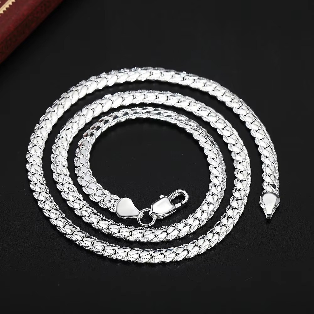 925 Sterling Solid Silver Chain Necklace Jewelry Fashion Gift for Women Men