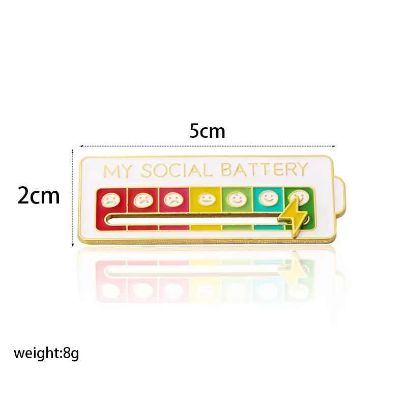 My Social Battery Slider Enamel Pin Interactive Mood Expression Brooch Badge