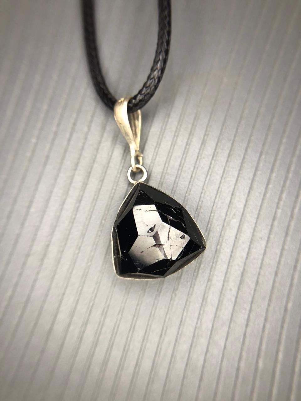 Natural Black Tourmaline Rose Cut Pendant Handmade Gemstone from Afghanistan