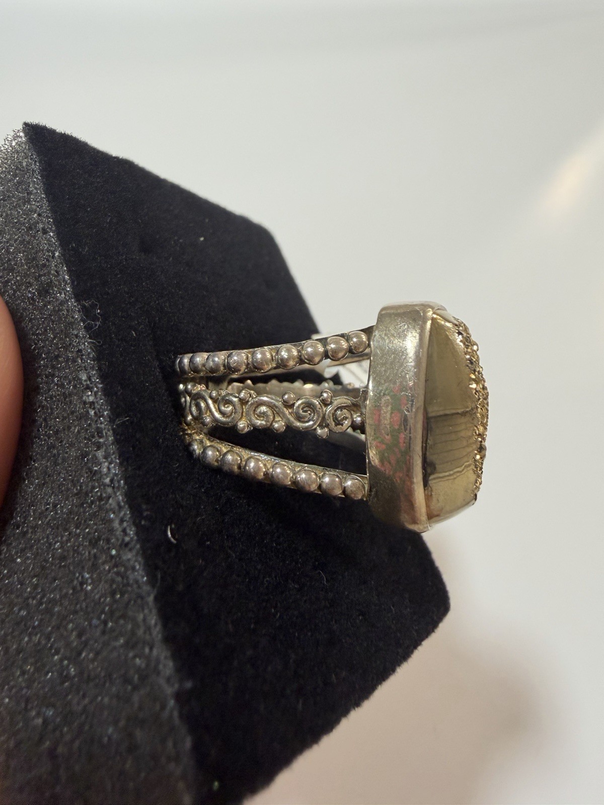 VTG Sajen 925 Sterling Silver Gold Pyrite DruzyStatement Ring Size 9.5. 13.8g