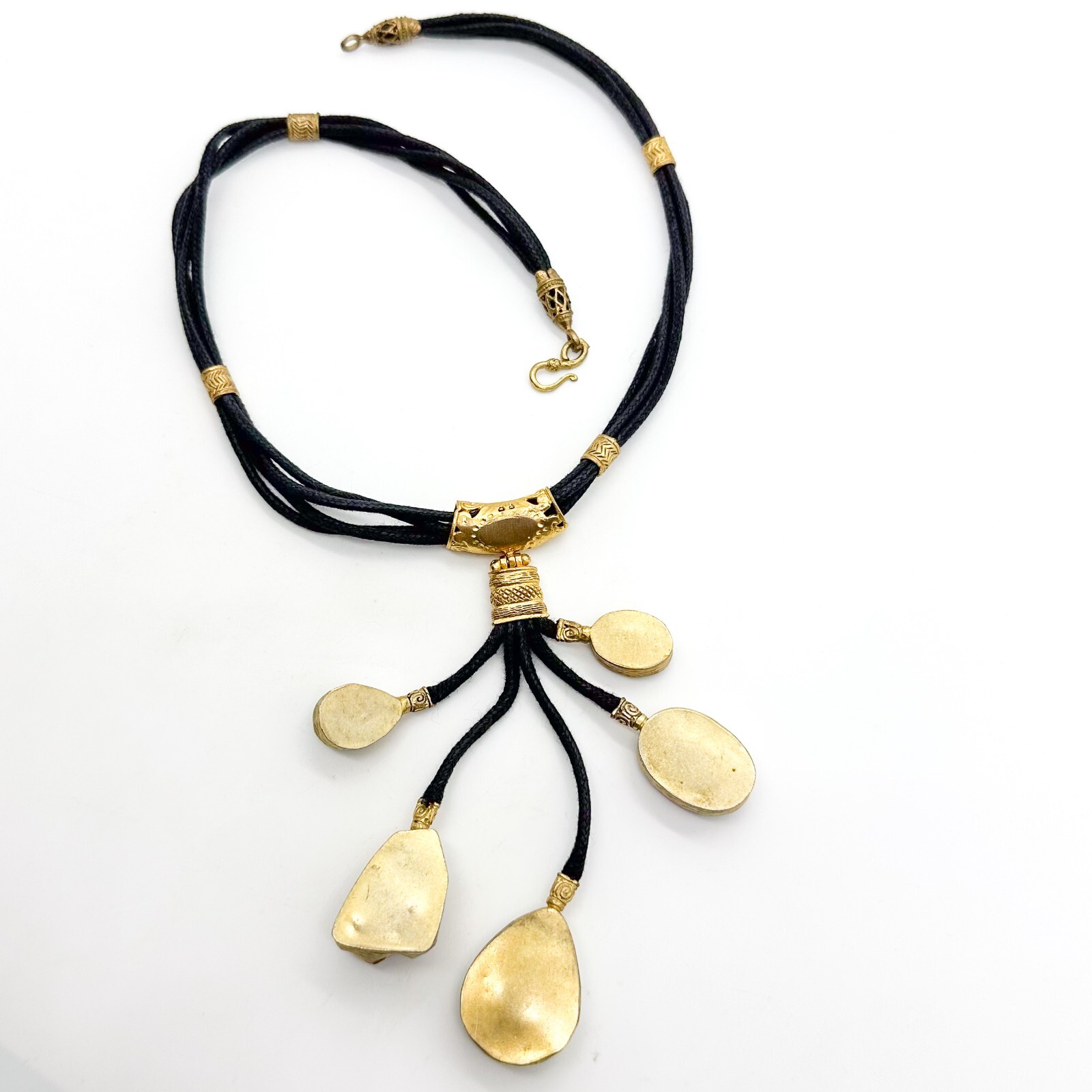 Vita New York Necklace Natural Multi Stone Gold Plated Cord Gold Plated Unsigned