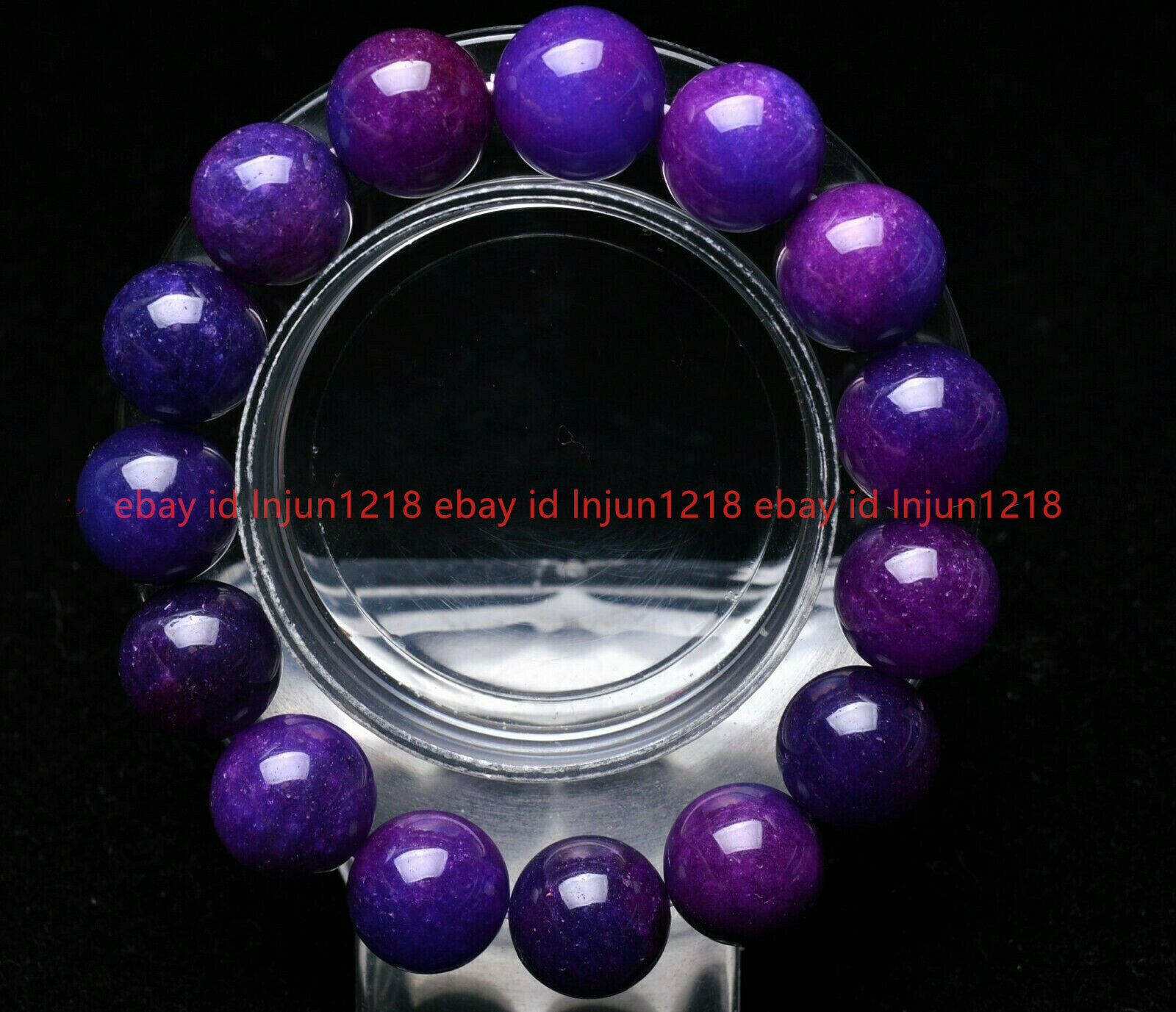 Natural 14mm Purple Sugilite Round Gemstone Beads Stretch Bracelet 7.5″
