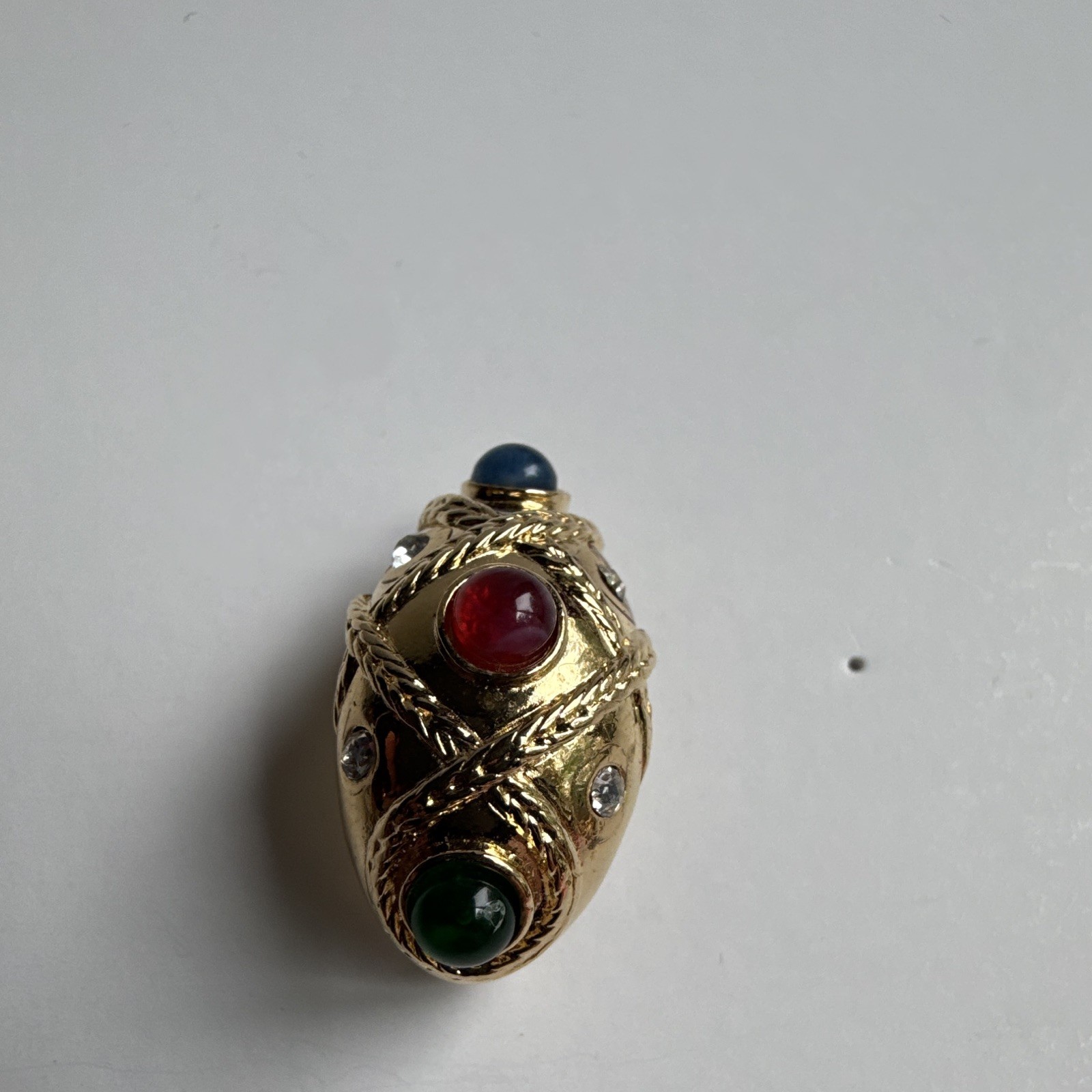 Vintage Trifari Signed Moghul Multicolor Cabochon Gold Tone Earrings