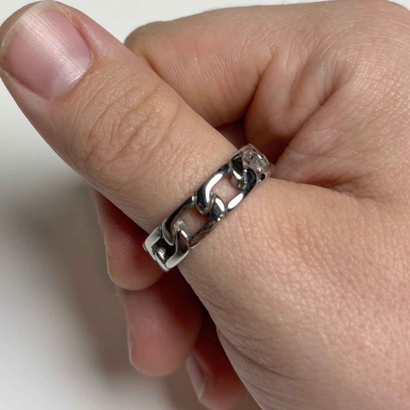 Silver Cuban Link Chain Ring Mens Womens Streetwear Band Size 11