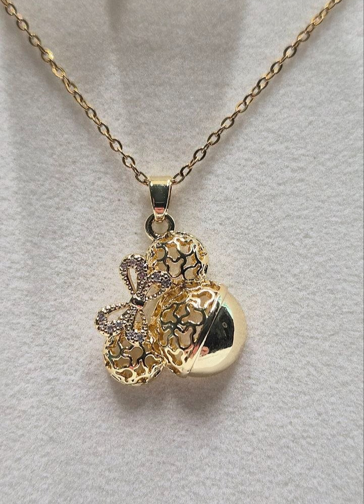 Titanium Steel Necklace Copper Pendant Cubic Zirconia Inlaid Real Gold Plating