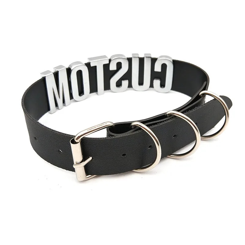 Leather Choker Collar Custom Letter Necklaces For Women Men YES DADDY HOTWIFE U4
