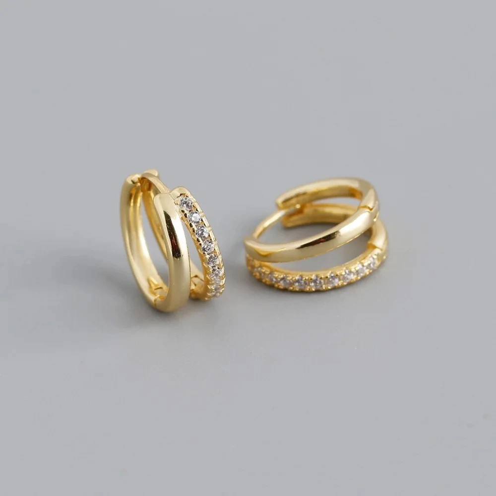 Fashion Stainless Star Hoops Earrings for Women Vintage Crystal Zirconia Circle