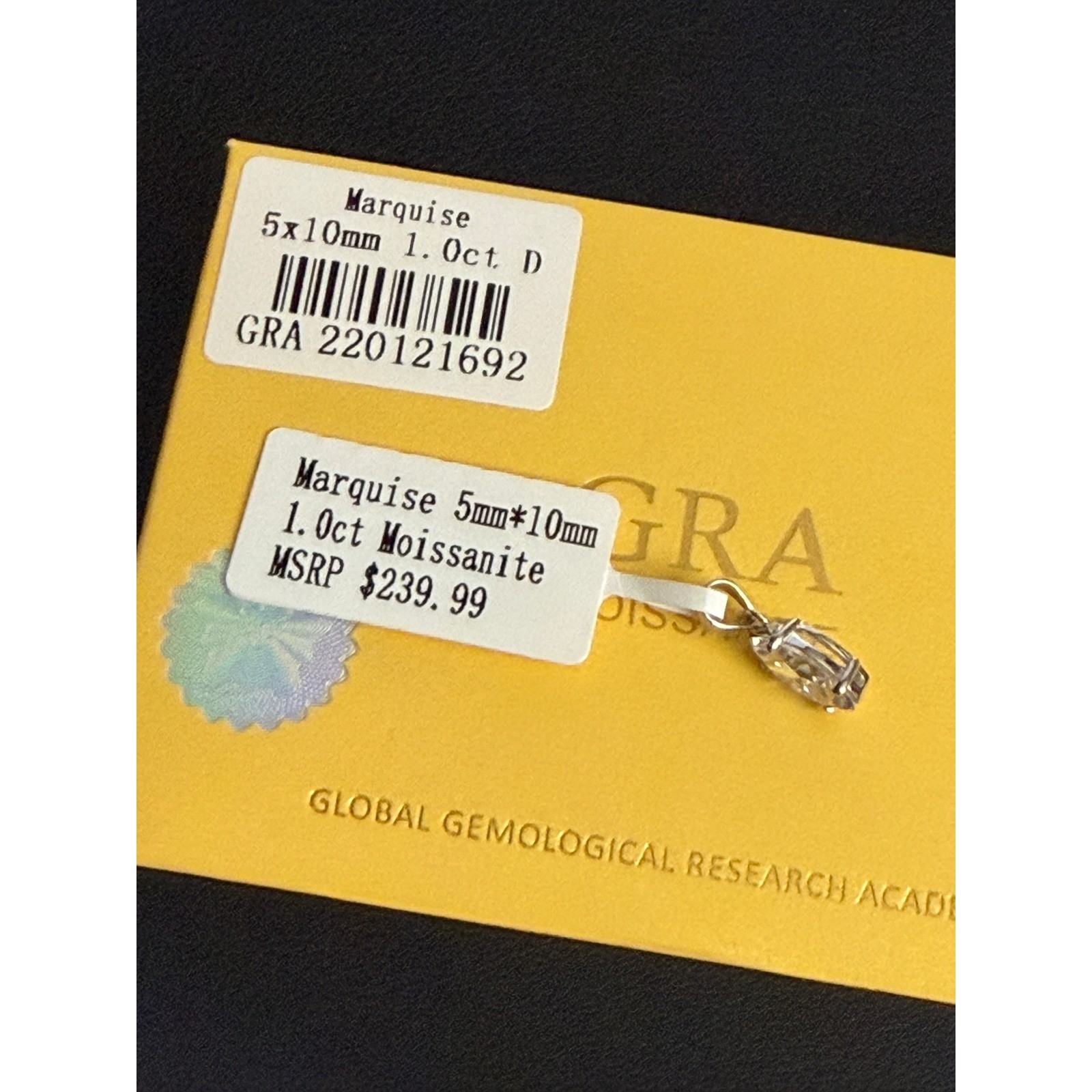 Moissanite Pendant Sterling Silver 1.0ct Marquise 925 GRA