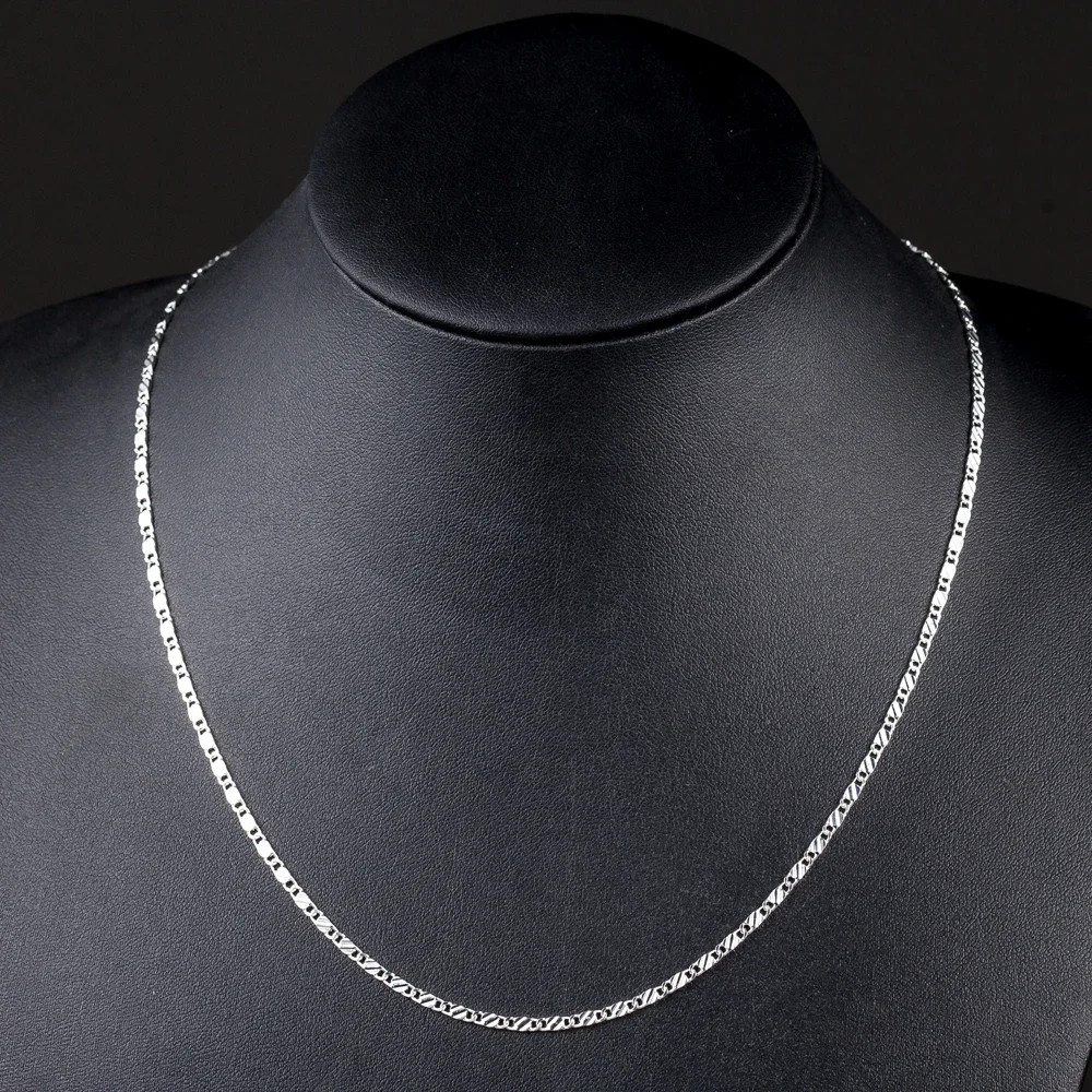 40-75CM 925 Sterling Silver 2mm Charm Chain Necklace Women Man Fashion Jewelry