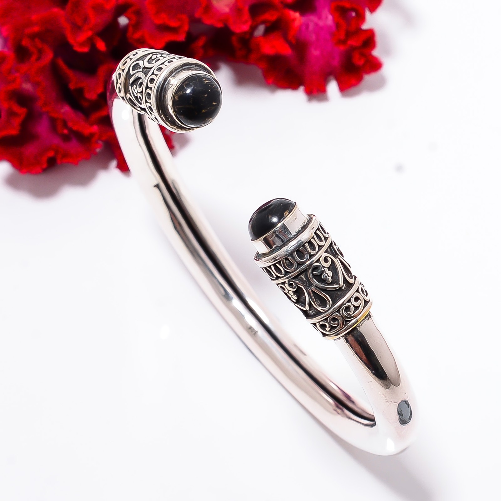 Copper Black Turquoise 925 Sterling Silver Bali Cuff|C1000394149