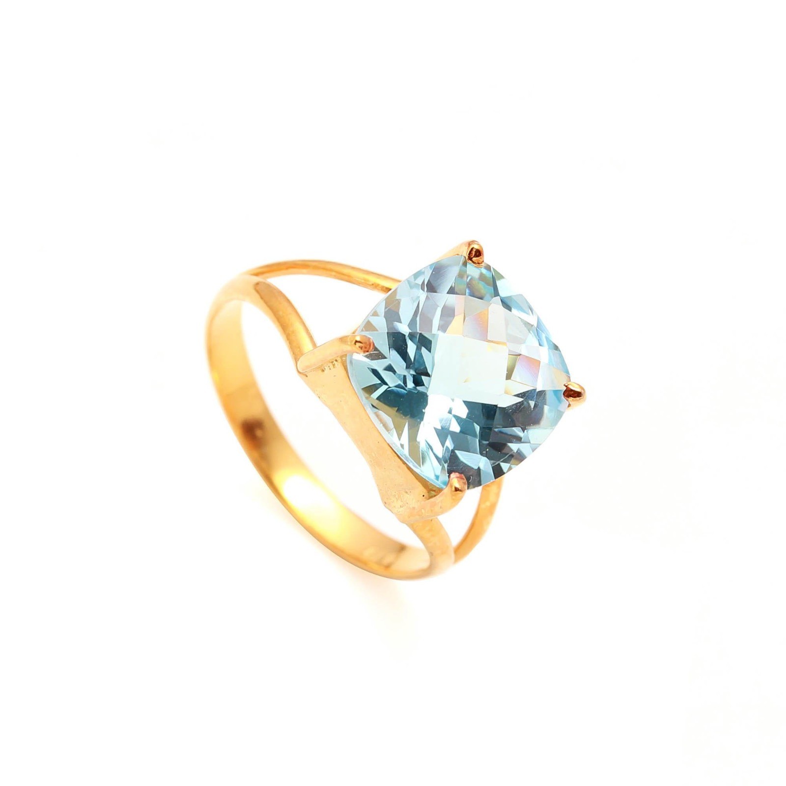 Natural Sky Blue Topaz Cushion Ring 925 Sterling Silver Gold Filled Jewelry