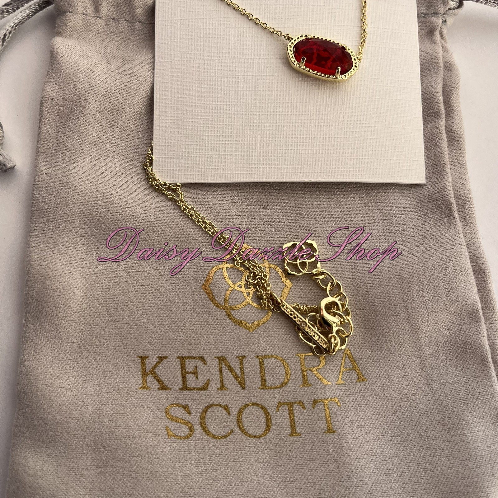 ❤️New Kendra Scott Elisa Gold Pendant Necklace In Berry Glass Red🎁