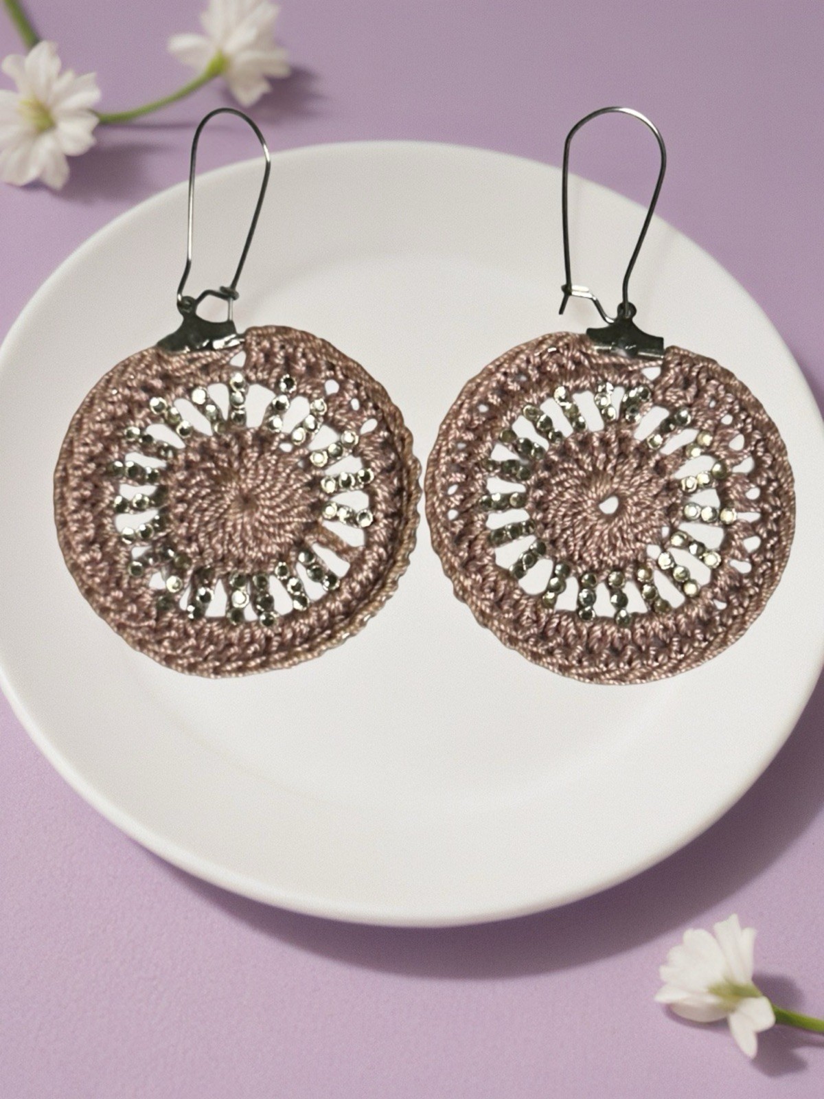 Icy Boho Earrings New Surgical Steel Ear Wire In Lavender