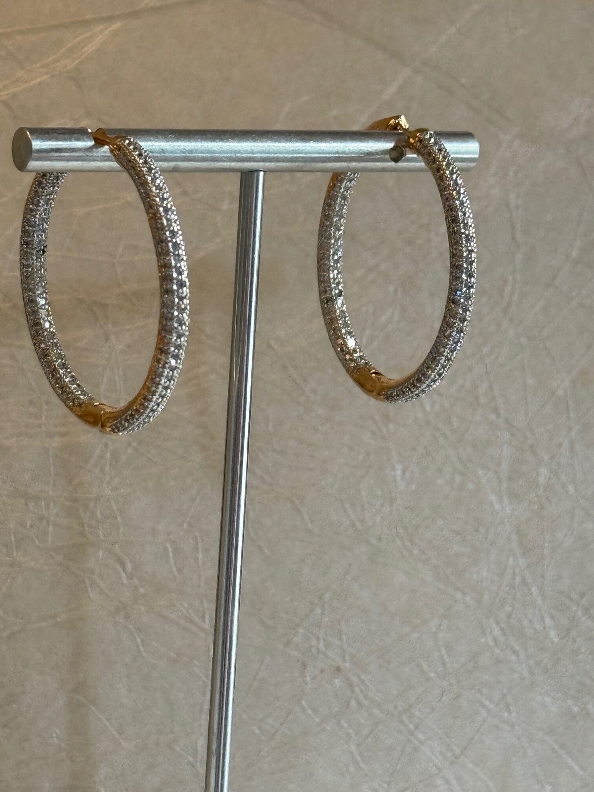 Gold Hoop Diamond Earrings | 925 Sterling Silver | 18k Earrings