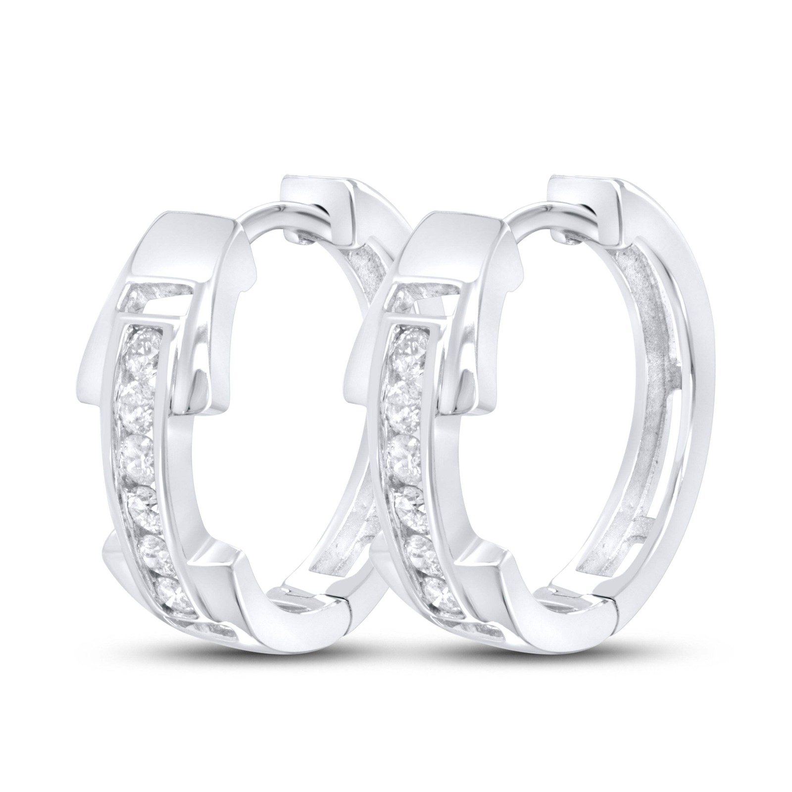 10kt Whit Gold 0.26 CTW Natural Diamond Hoops