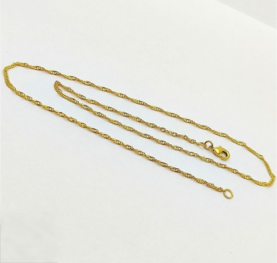 22K Gold Plated Twist Chain Necklace 2mm 17.2″ – Luxury pouch gifts