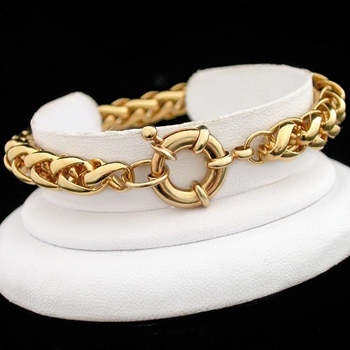 7″ Ladies 7mm Round WHEAT LINK BOLT RING CLASP 14ct Gold GL Bracelet LIFE GUAR