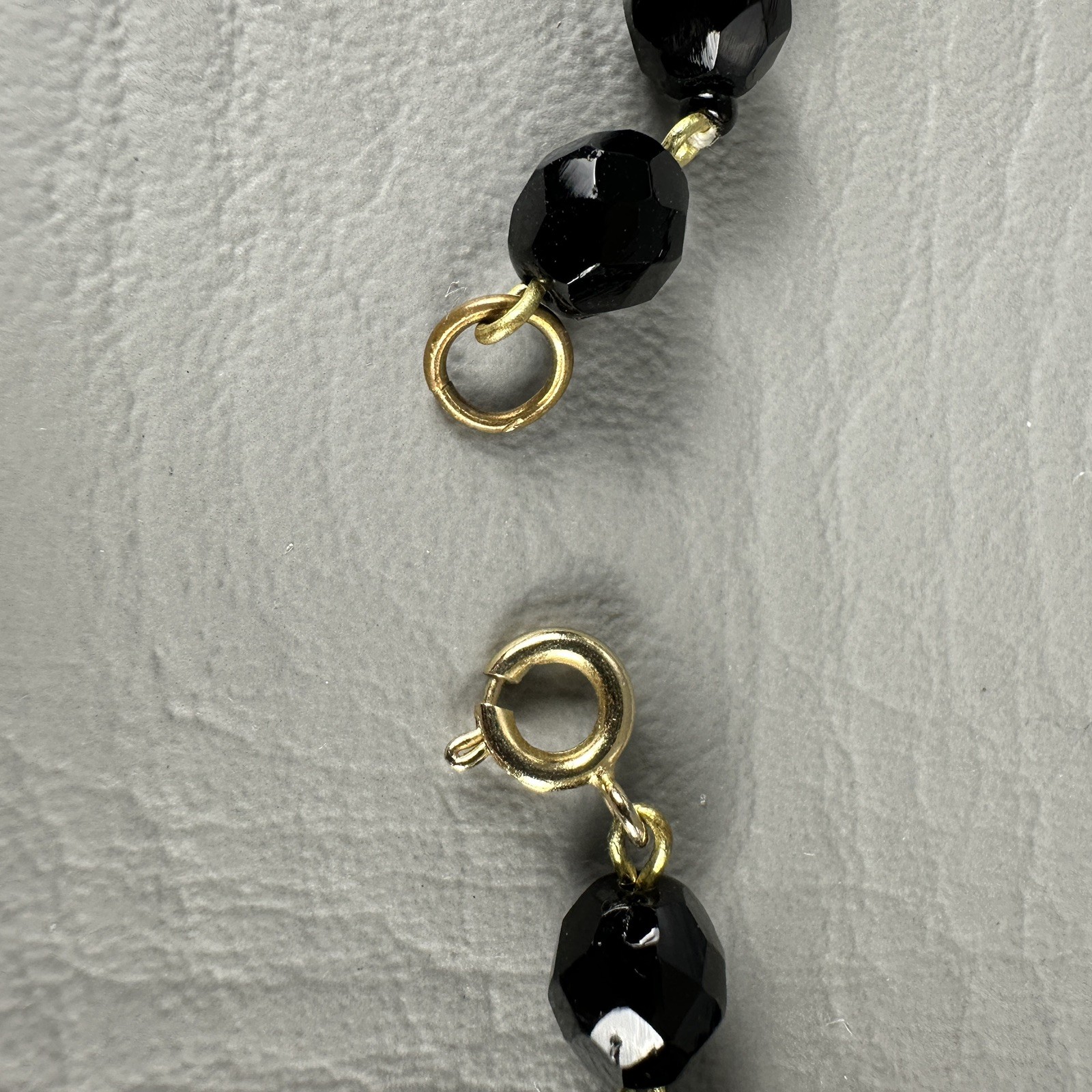 Vintage Bead Necklace Black Red Art Deco Style Long Acrylic 30″