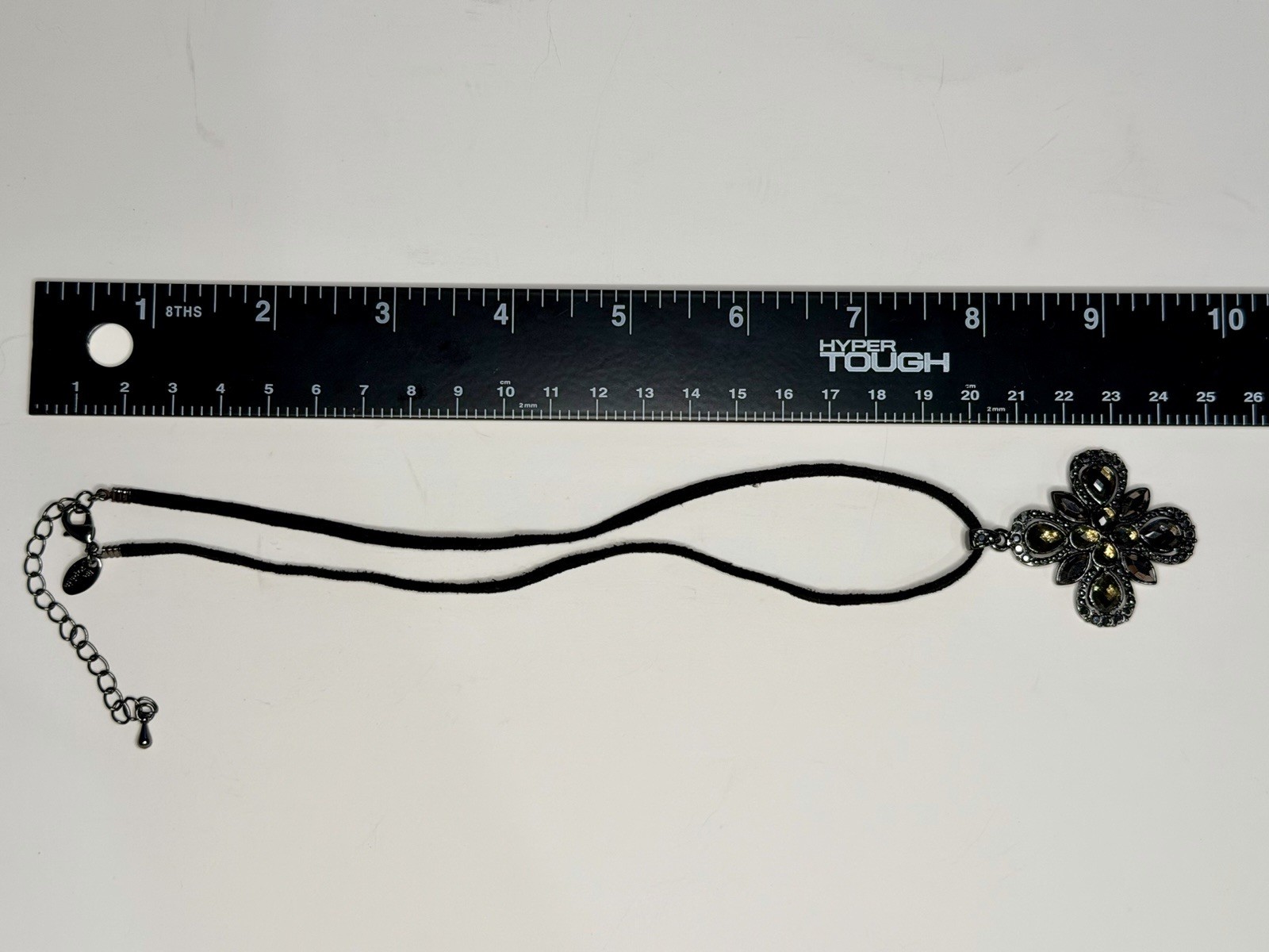 Lia Sophia Large Floral Statement Necklace Gunmetal Smoky Gray Crystal Pendant