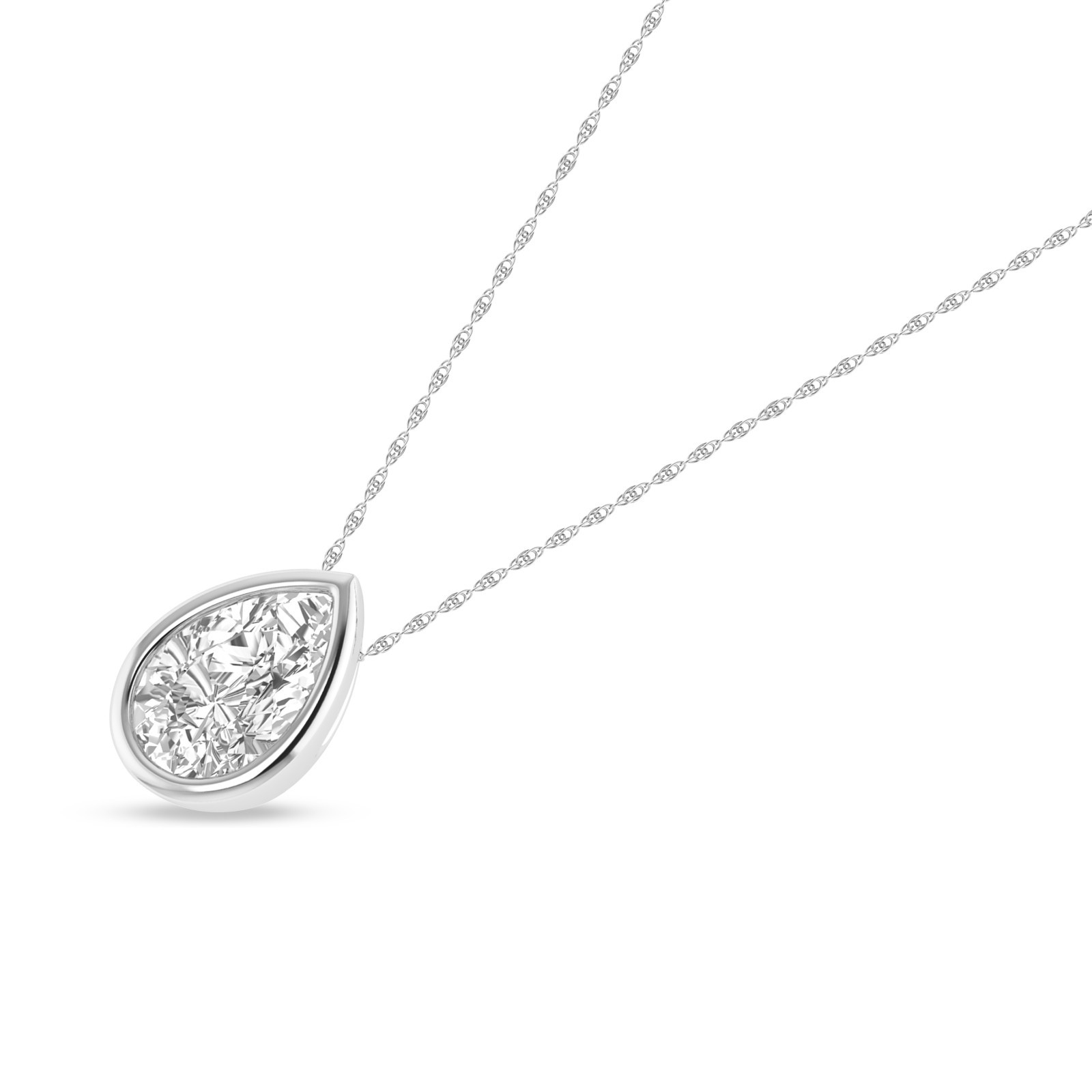 Pear Shape Diamond Pendant Necklace Solitaire 0.50–2 Ct White Yellow Rose Gold