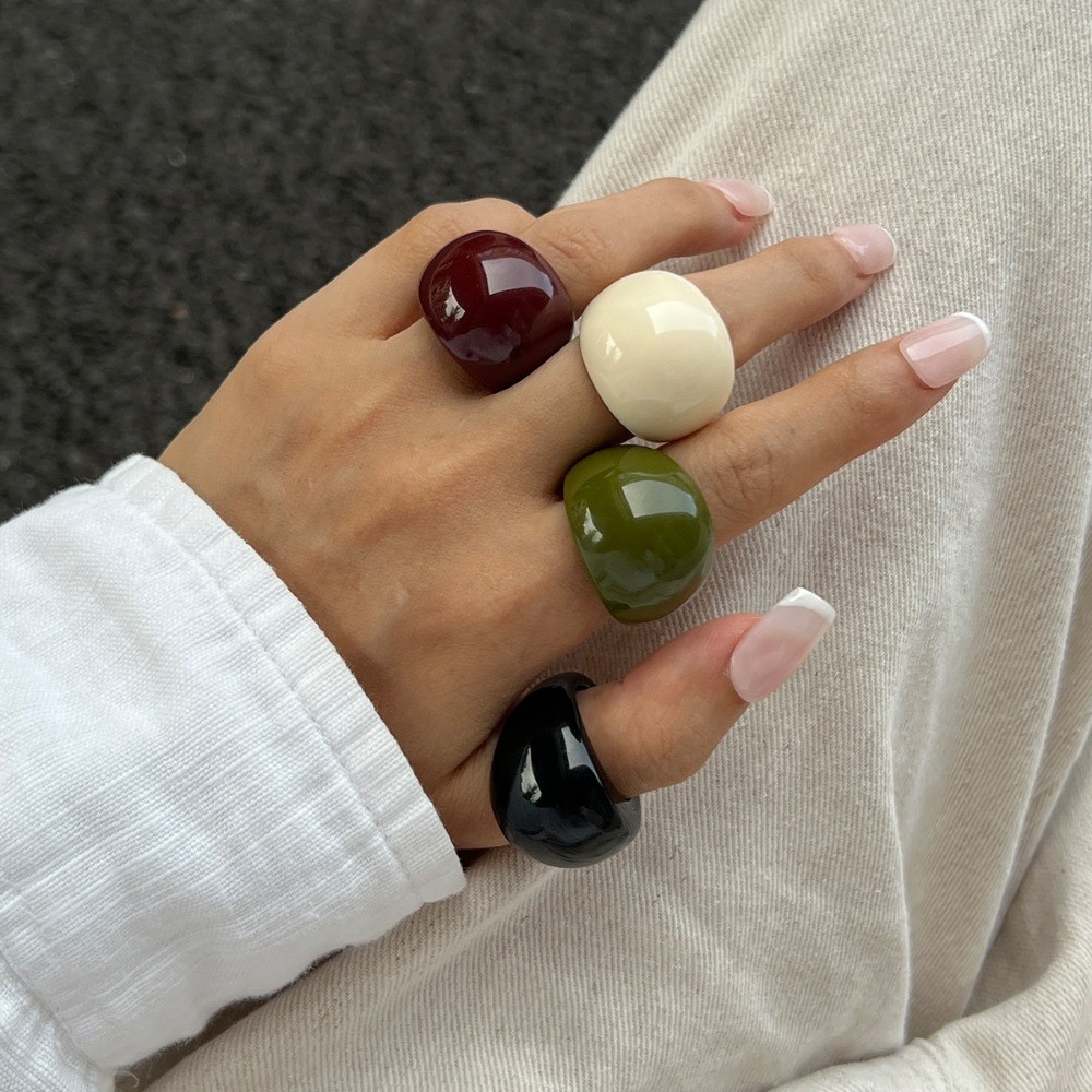 Lightweight Resin Smooth Minimalist Fashionable Translucent Vibrant Acrylic Ring