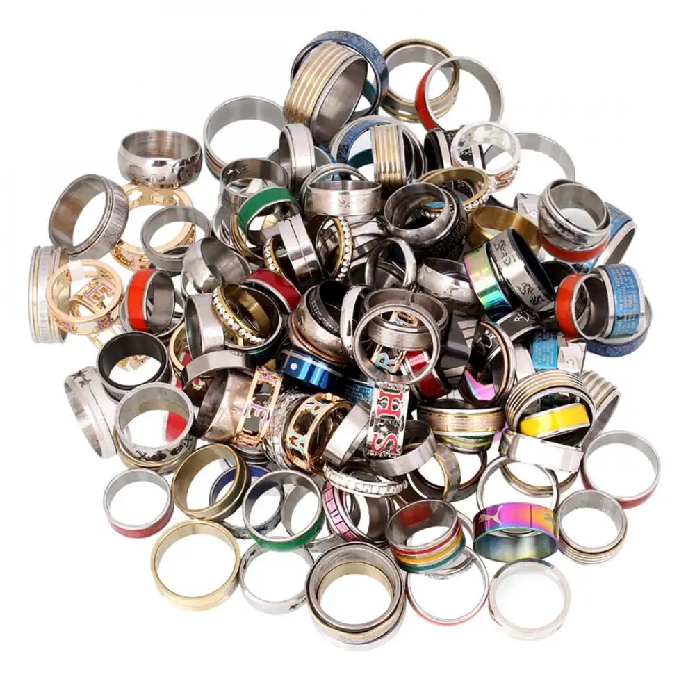 100X MIX LOT Stainless Steel rings Wholesale Men Women Gift Fashion Jewelry lot