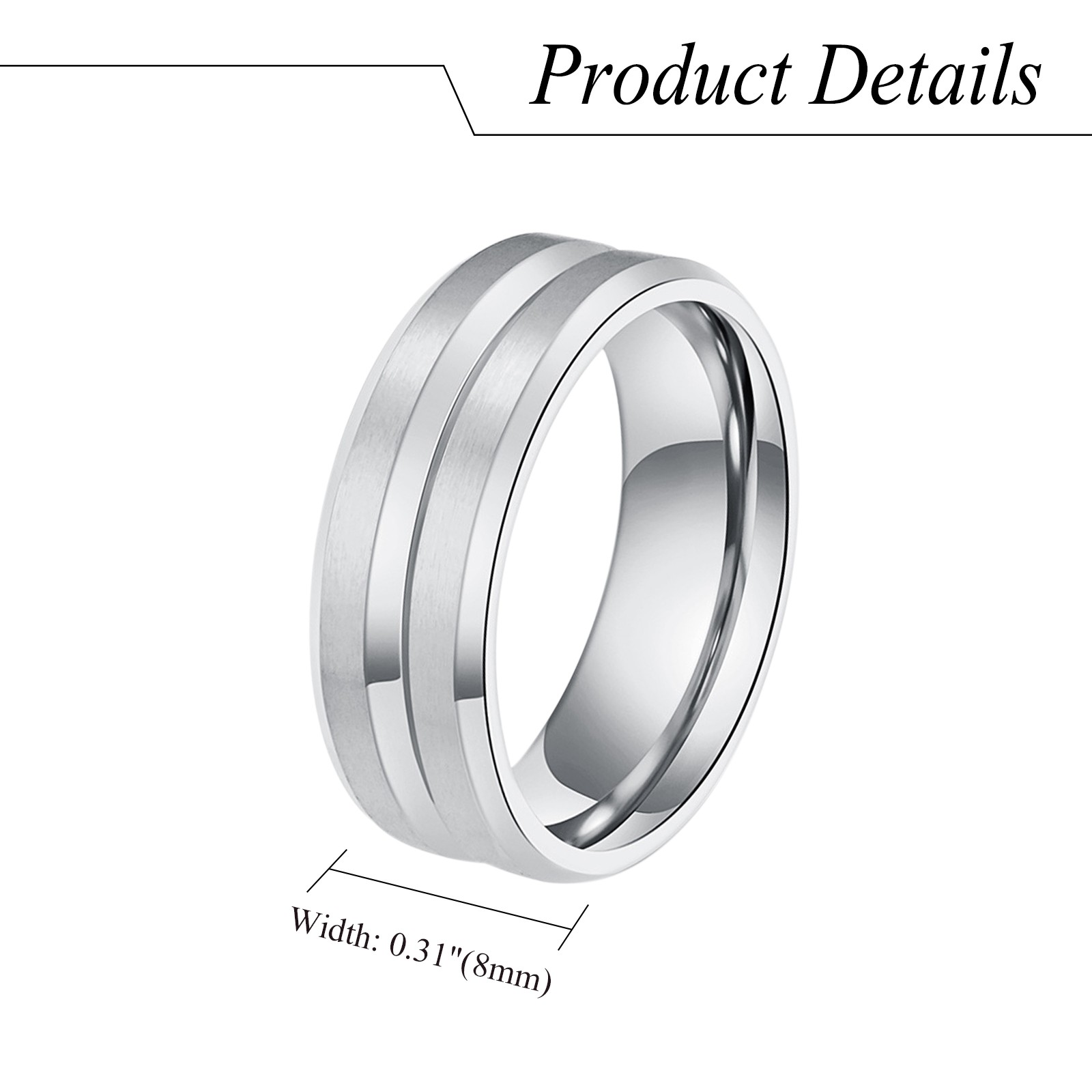 Couples Men Women Stainless Steel Ring Set Cubic Zirconia Stacking Wedding Band