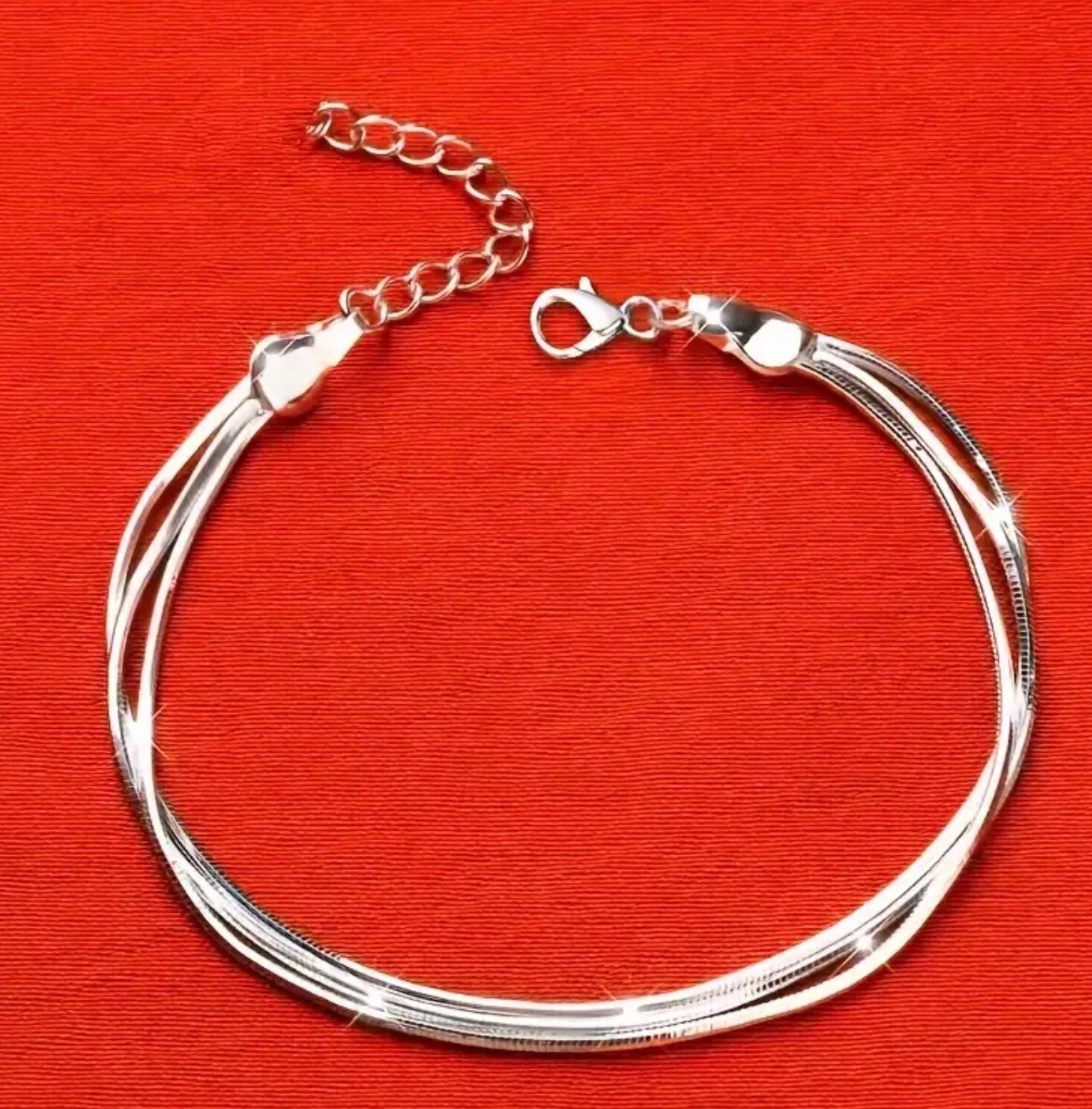 Silvery bracelet Three Layer Snake Chain Anklet Fashion Jewelry
