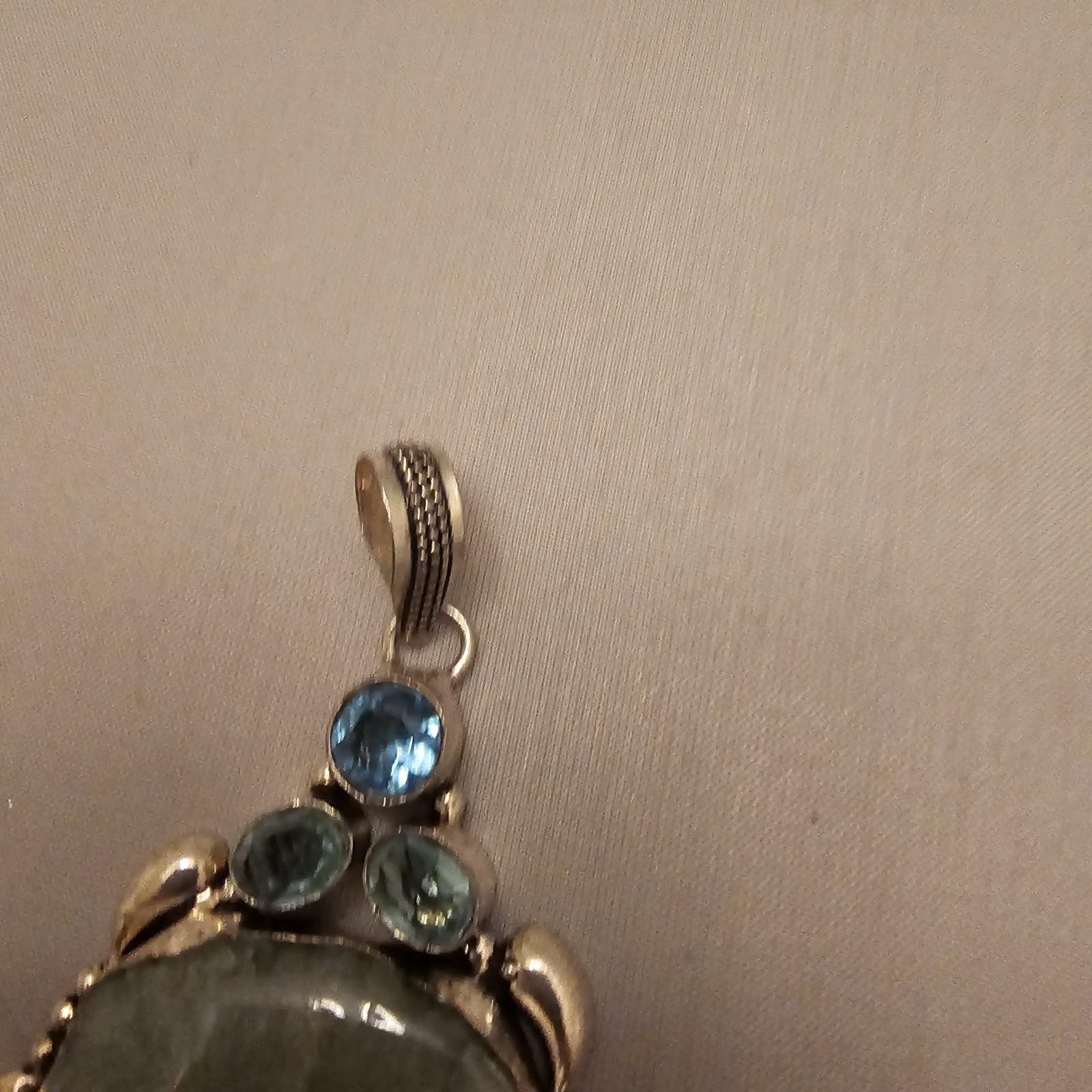 Green Stone Unknown Gemstones in 925 Sterling Silver Pendant About 3 Inches