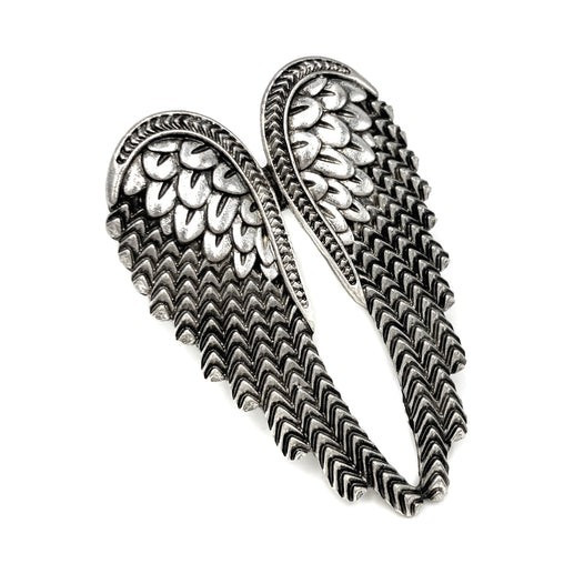 Silver Tone Metal Angel Wing Brooch Pin, Angel Theme, No Main/Secondary Stone