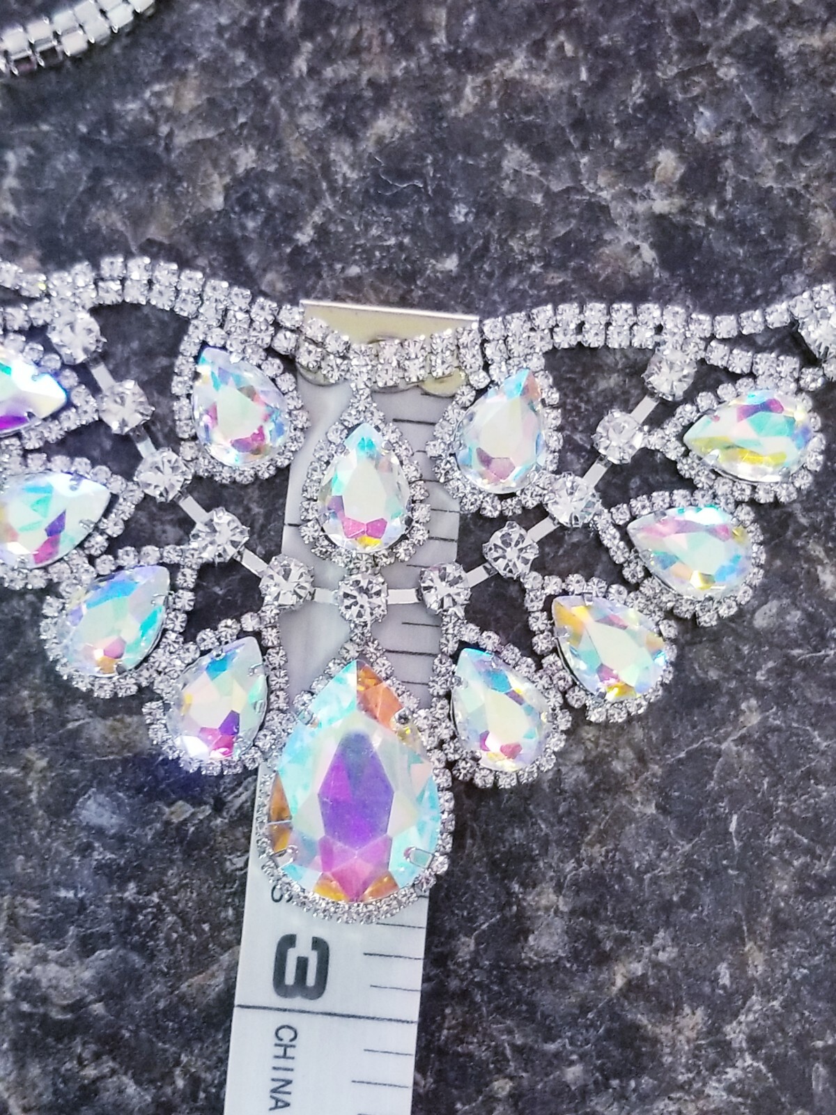 Iridescent AB Crystal Choker Rhinestone Statement Necklace Bridal Prom Pageant