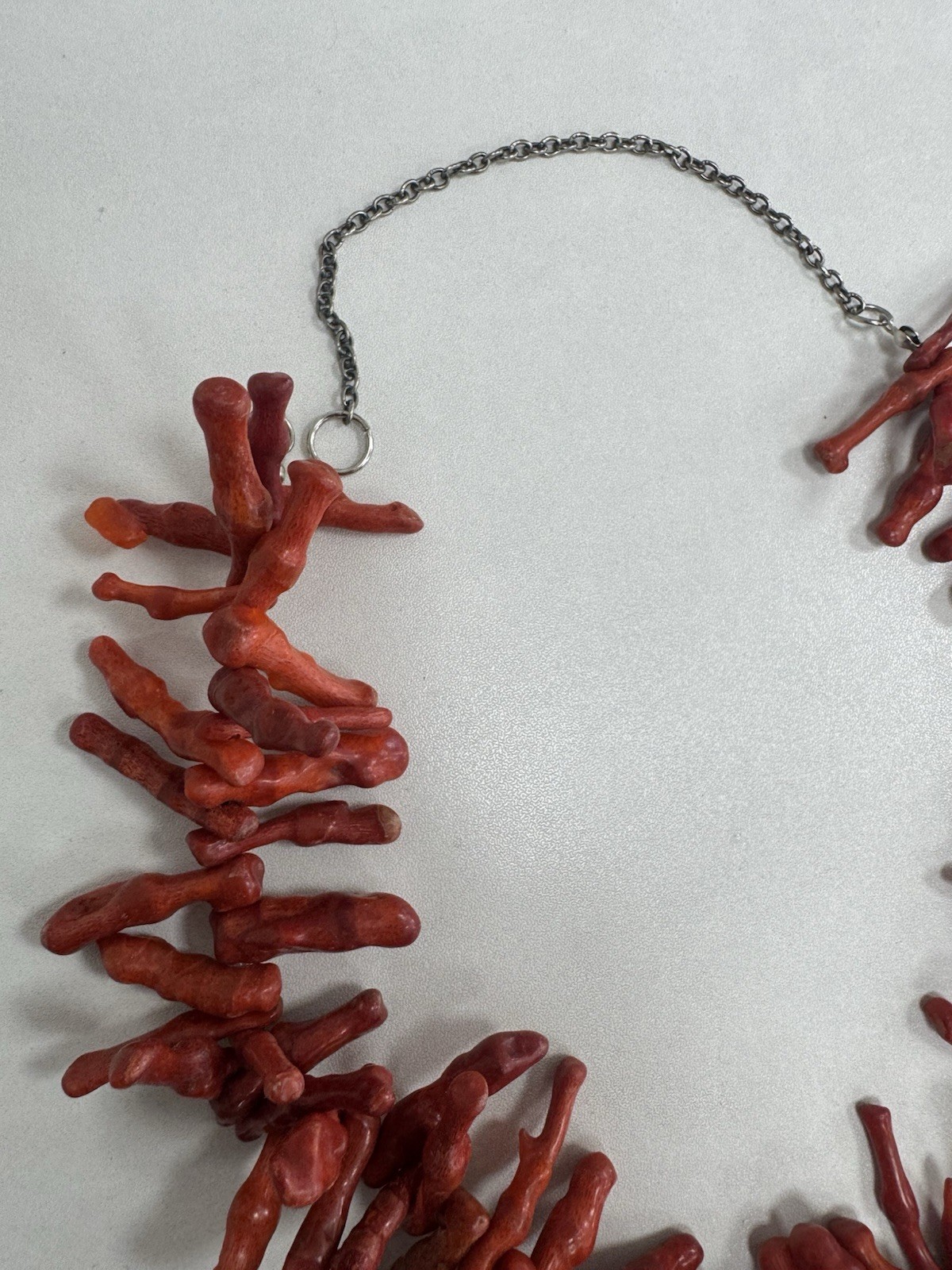 100% genuine Red Coral Beaded Statement Necklace, Stone Material, Cable Chain