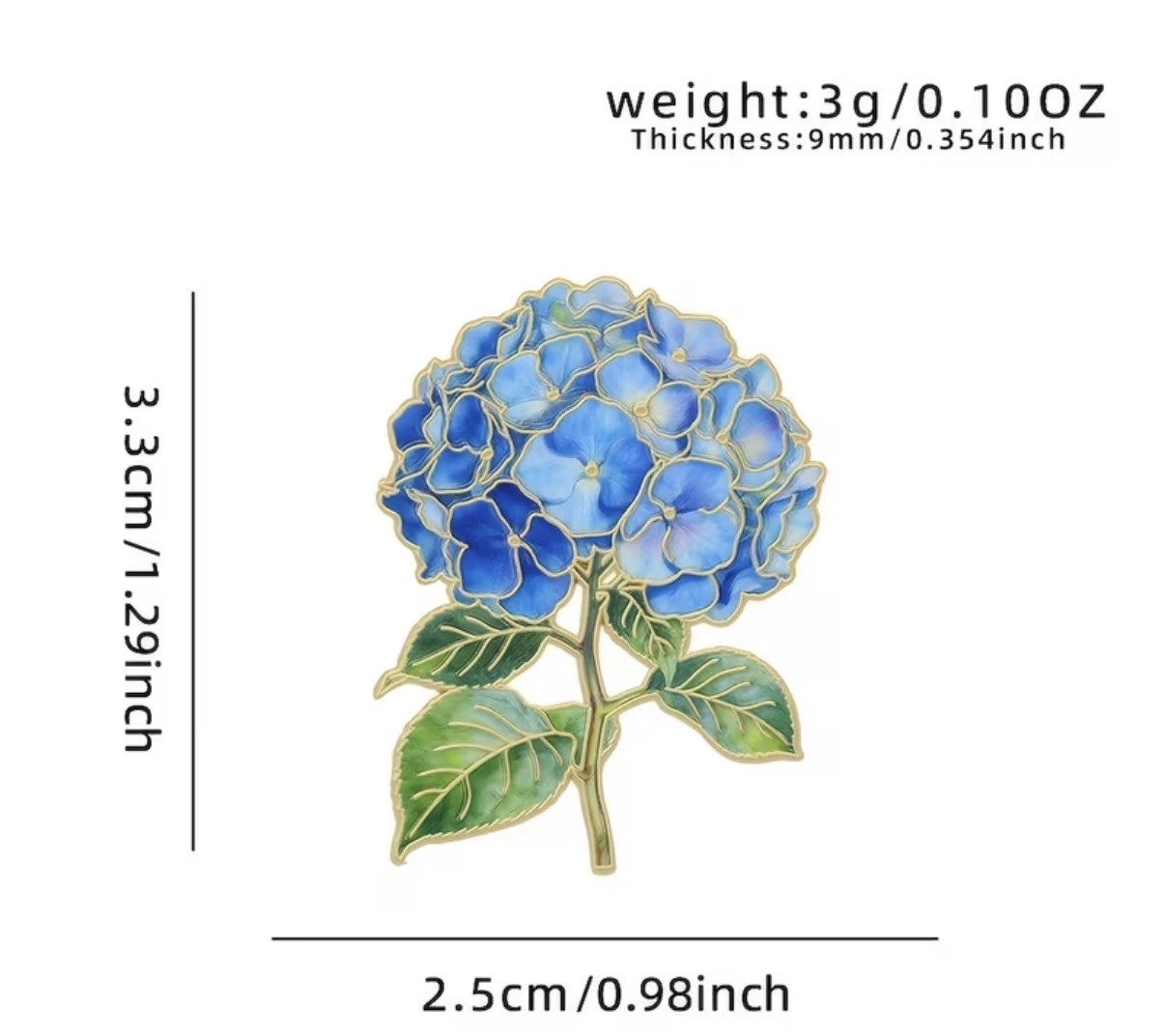Beautiful Enamel Blue Hydrangea Flower Brooch Badge Pin Gift