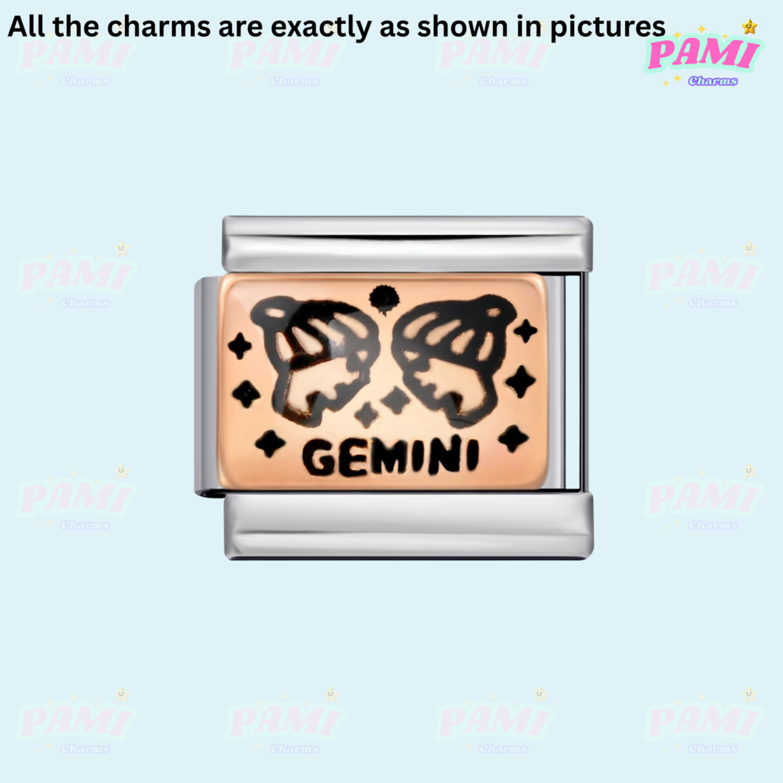Italian charm 12 zodiac Star signs Fits All major Brands Italian charm bracelet
