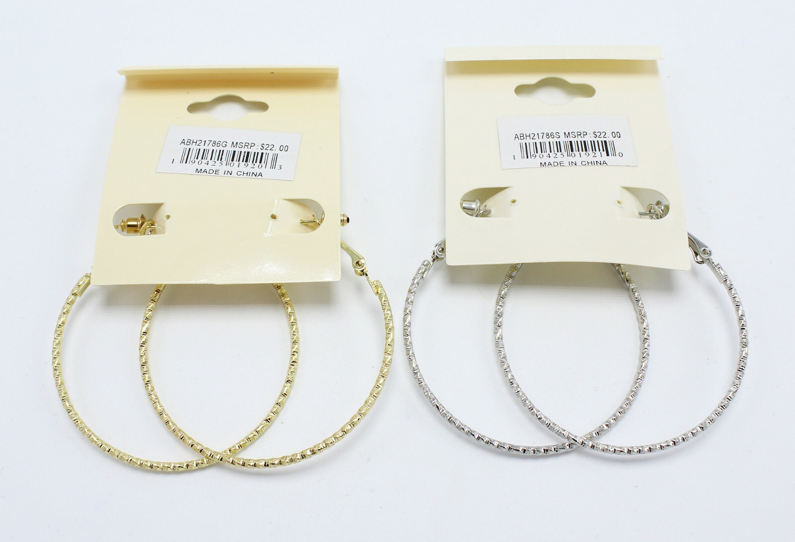 New Pair of High Quality Textured Gold & Silver Hoop Earrings by The Sak #E1332