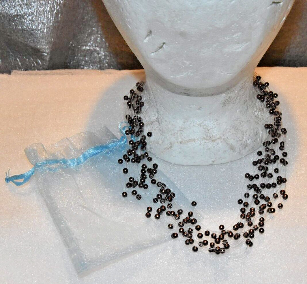Necklace Layered Freshwater Pearl Layered Choker Cooper Color Women Jewelry Vtg.