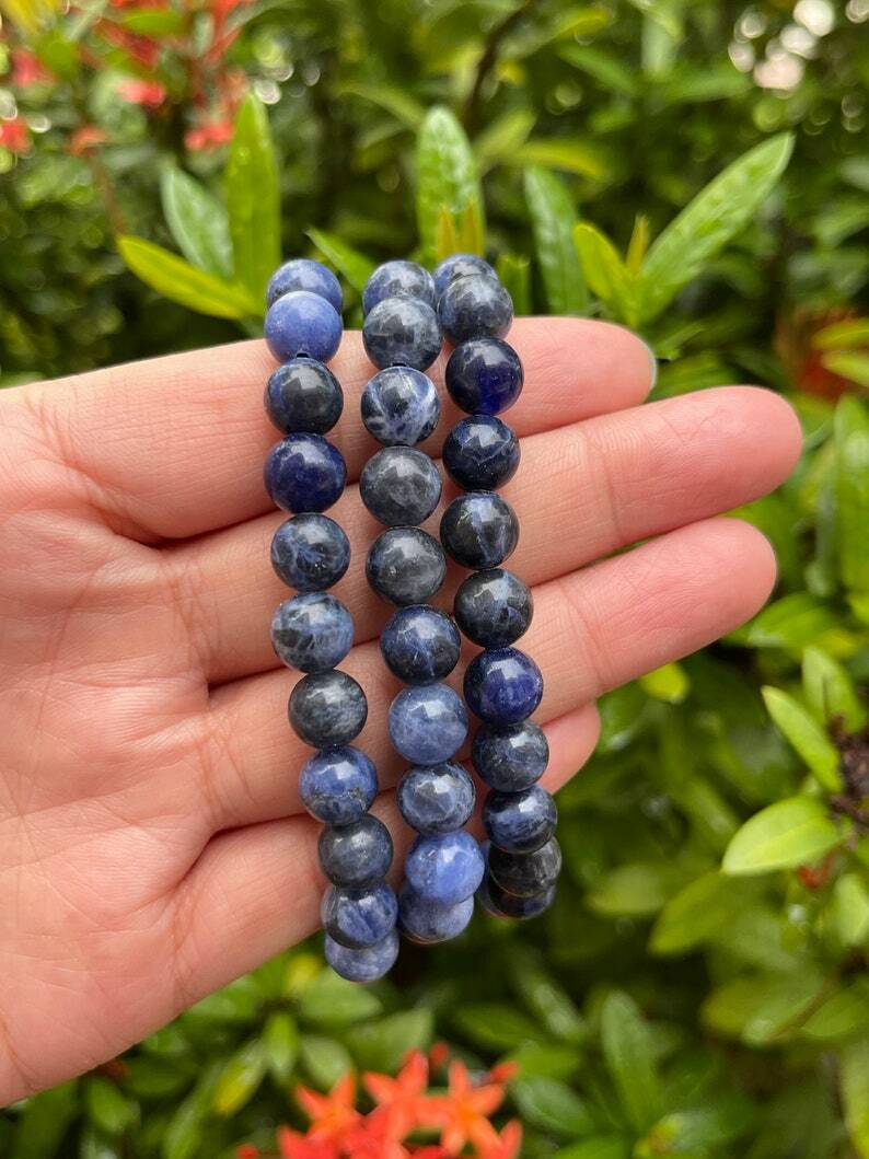 Lapis Lazuli Smooth Round Natural Gemstone 8mm Beads Gemstone Bracelet