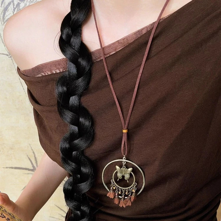 7Pcs Bohemian Women’s Necklace Set – Layered Cord Necklaces with Feather