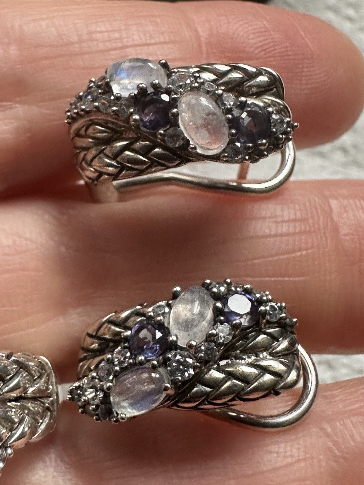 New 925 Silver Moonstone & CZ Jewelry Set – Ring & Earrings, Elegant Gift