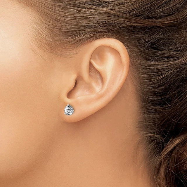 0.44 CT Lab Grown Diamond stud Earing for women 925 Silver 14k White Gold Plated