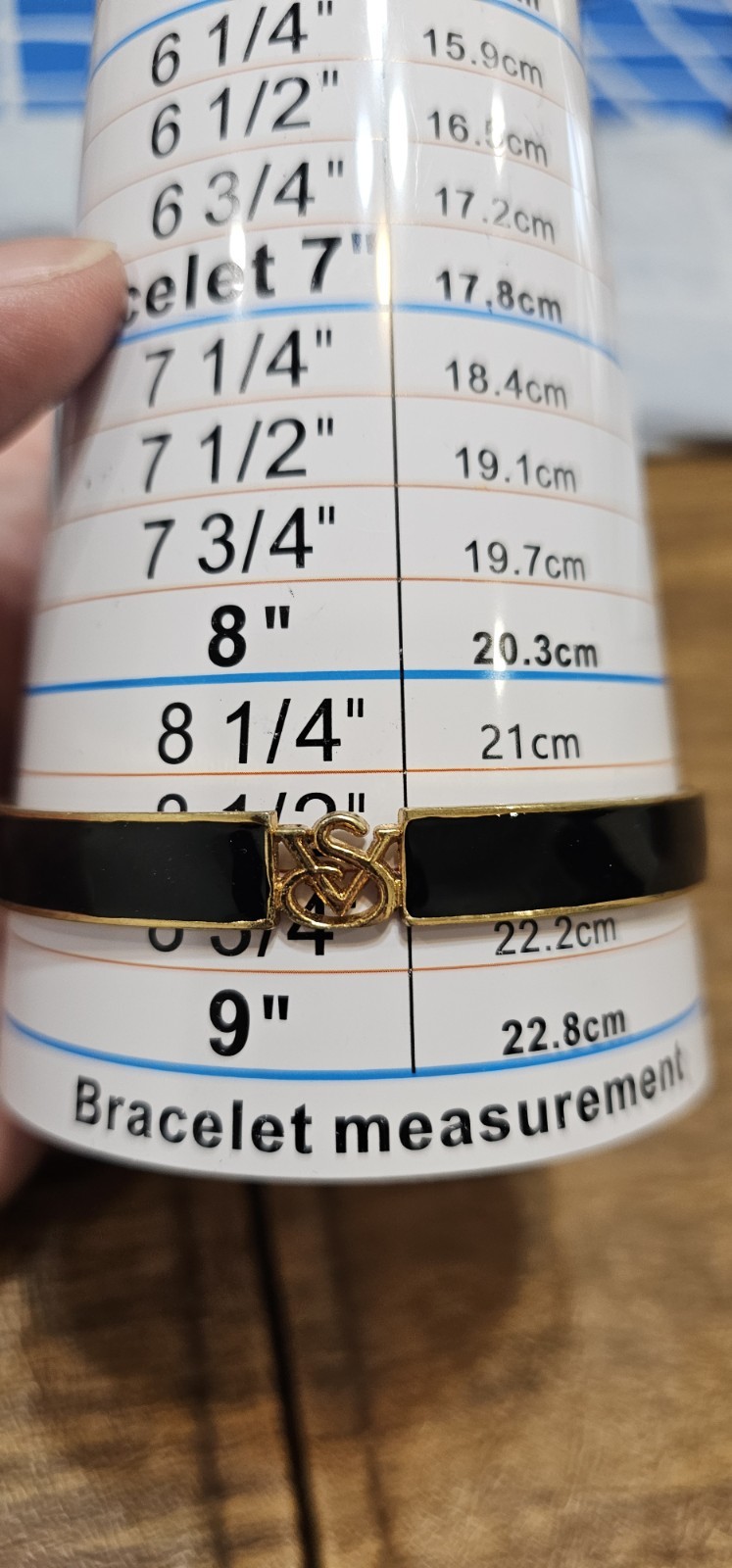 Victoria’s Secret VS Black Enamel Gold Tone Slip On Bangle Bracelet 8.5