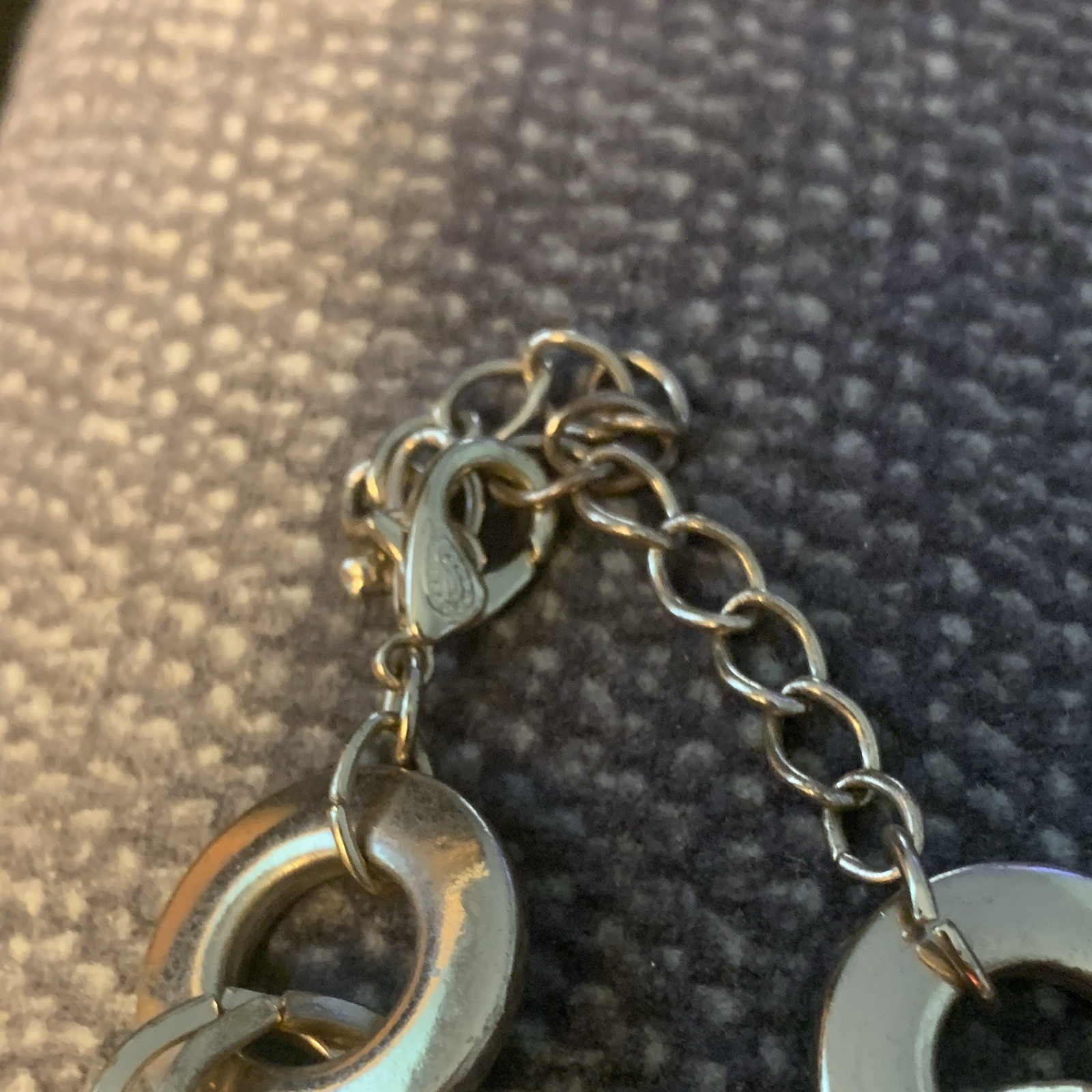 Gold Tone Cable Chain Necklace Brown Clear Ring Links Adjustable Lobster