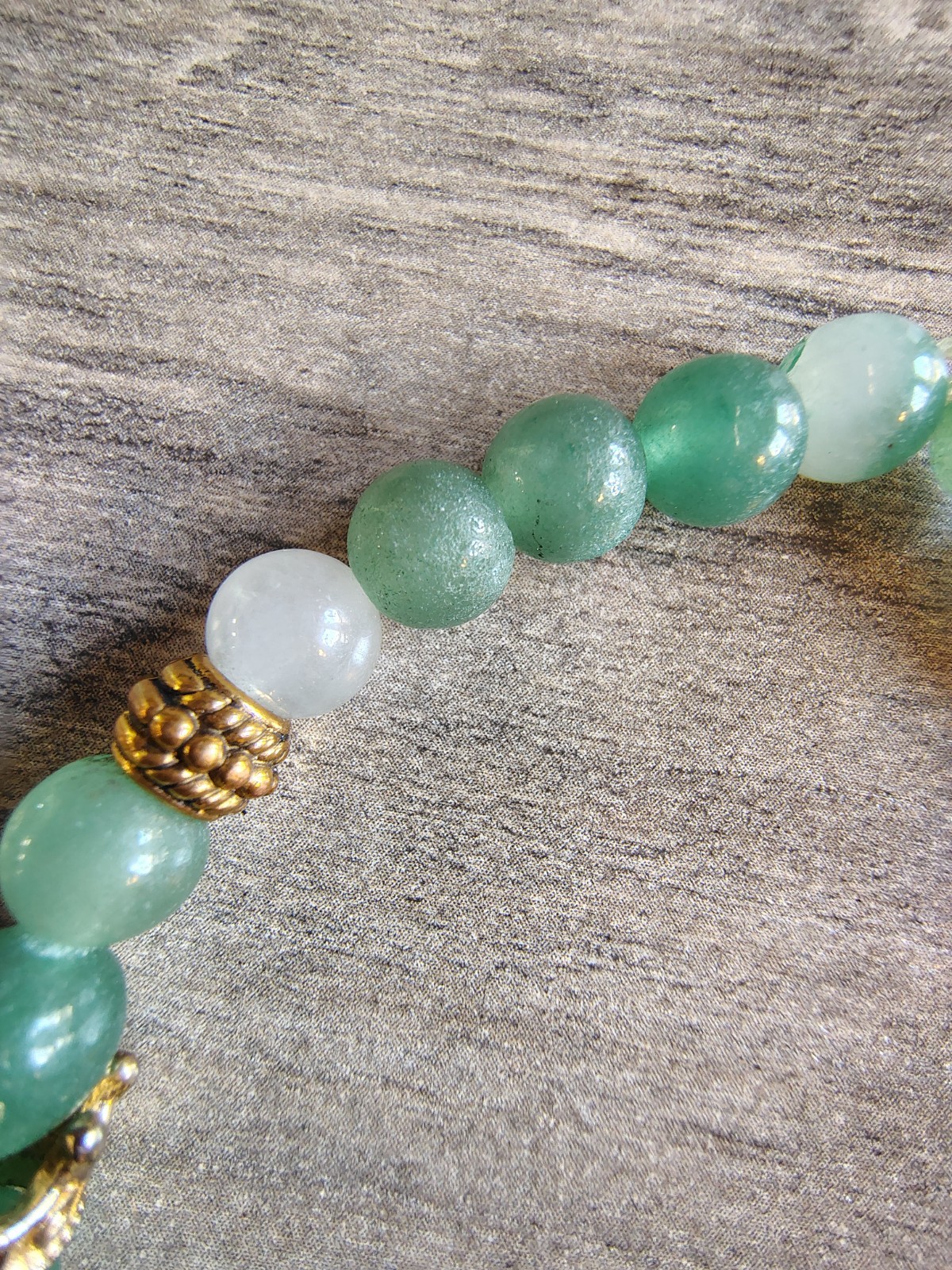 Energy Stone Bracelet Green Adventurine Gold Tone Crowns Casual Everyday Gift