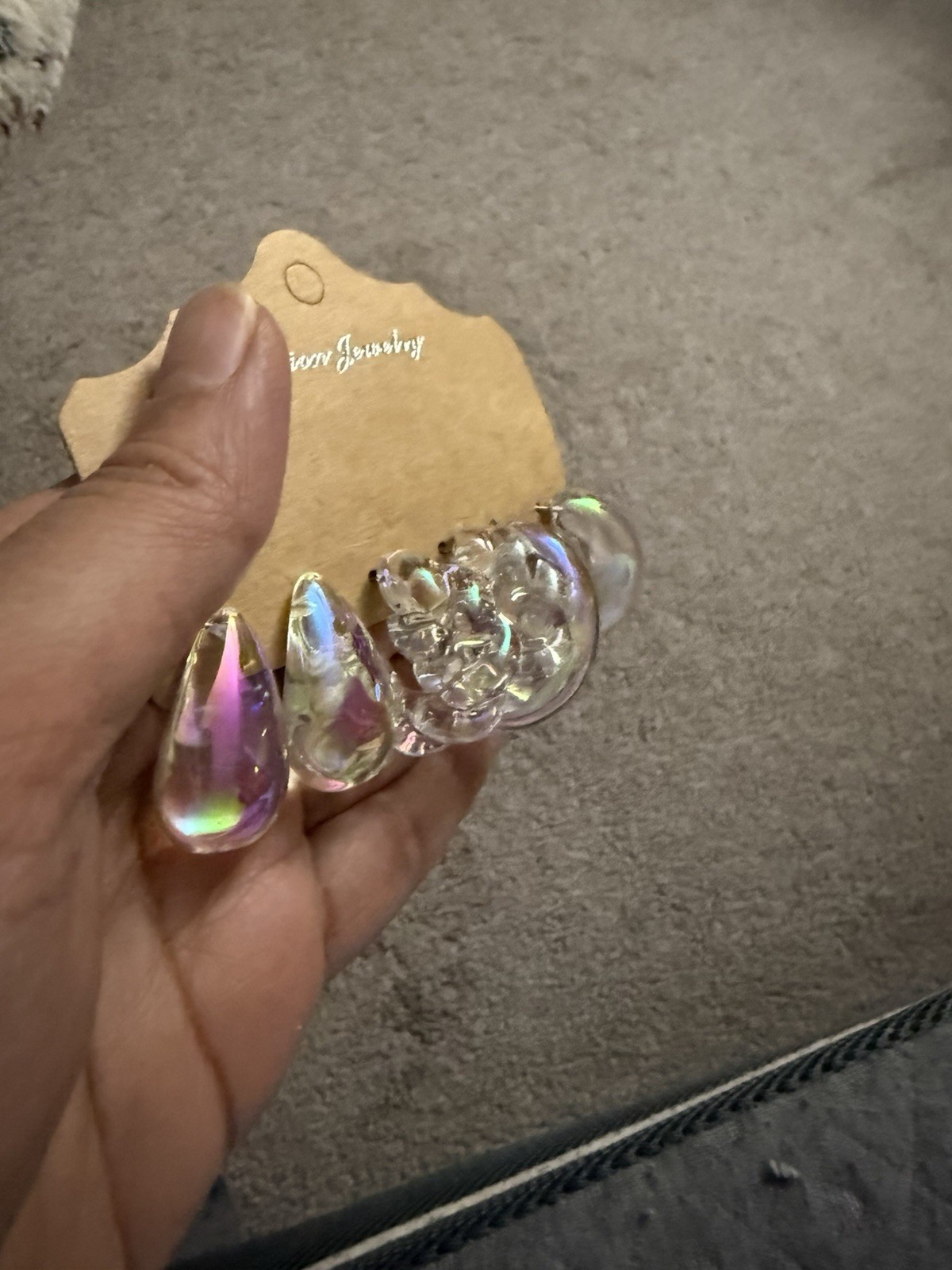 Iridescent Hoops Holographic Lucite Acrylic Transparent Retro Earrings Lot