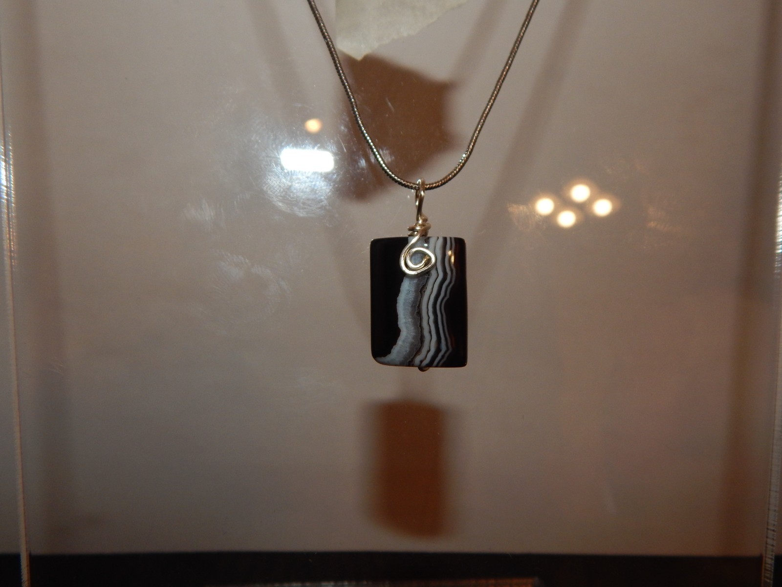 Semi Precious gem stone hand made wrapped 18″silvertone Necklace