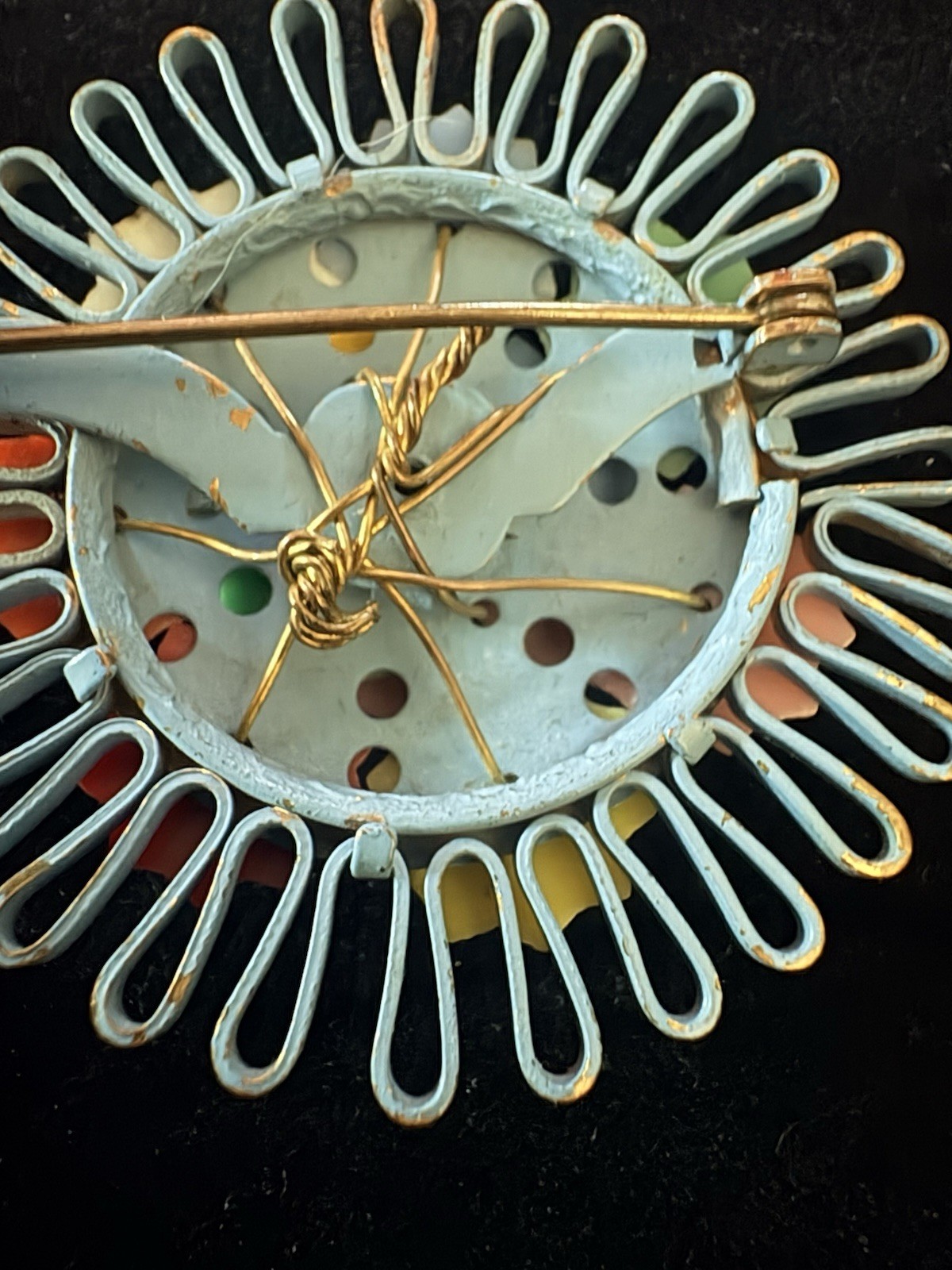 Vintage Unsigned Miriam Haskell Brooch Pin Celluloid Flowers 1930-1940s