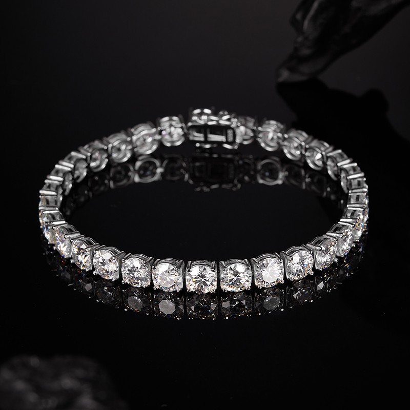 US 2-6.5mm Tennis Bracelet SOLID 925 Sterling Silver MOISSANITE Passes Tester！