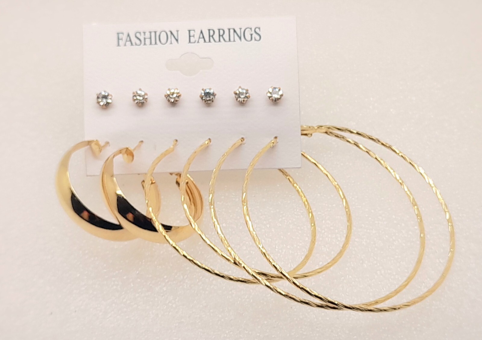 set of 12 Pairs/2 card multi style gold/silver color stone/hoop fashion earrings