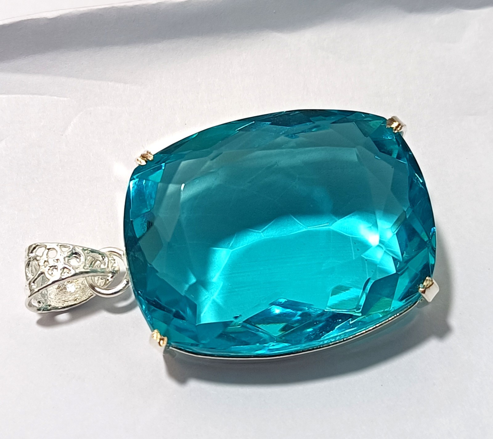 125.50 Ct Natural Blue Topaz 925 Solid Silver Pendant Certified Loose Gemstone